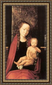 Virgin Enthroned with Angels Framed Paintings - Virgin and Child Enthroned [detail 1] by Hans Memling